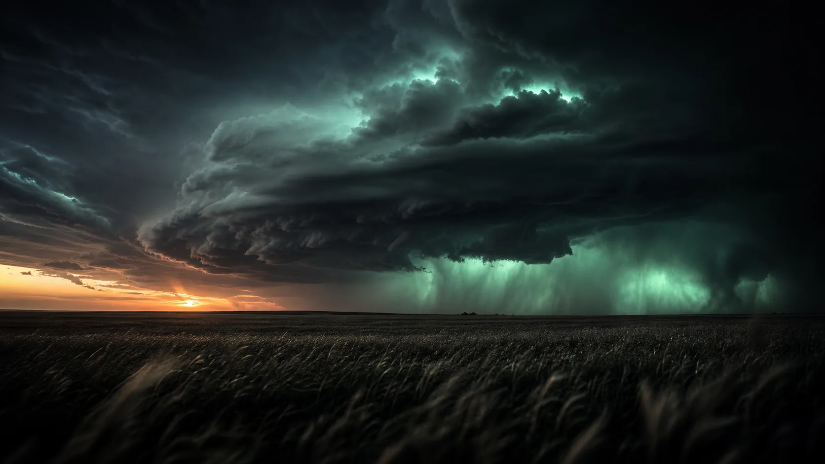 storm clouds over oklahoma plains at dusk, dramatic
