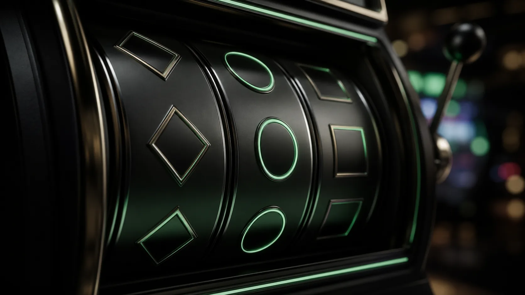 slot machine reels extreme close-up in a dark casino