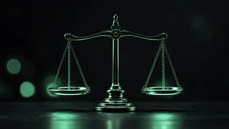 balance scale glowing on dark background, comparison concept